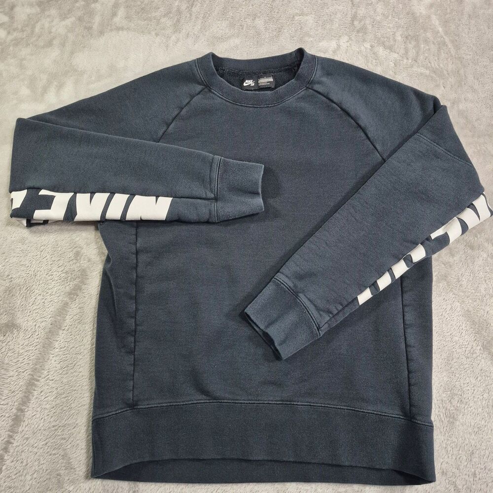 Nike SB Sweatshirt Mens Large Black Fleece Pullover Crew Neck Skate Logo